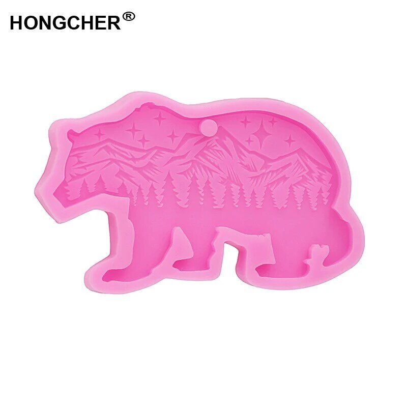 Forest Bear Keychain Mould Fashion Jewelry Pendant Silicone Mould. Bear resin epoxy silicone mold kitchen baking cooking gadgets