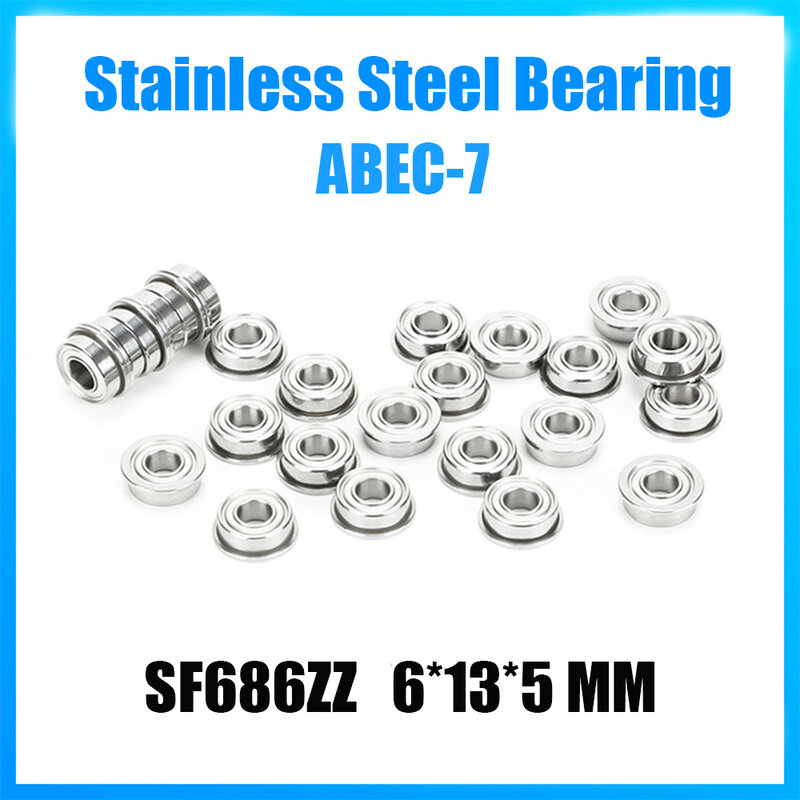 SF686ZZ Bearing 6*13*5 Mm 5 Buah ABEC-7 440C Roller Flange Stainless Steel SF686Z SF686 Z ZZ LF-1360ZZ Bantalan Bola
