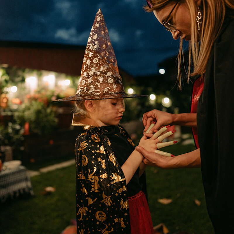 Chapeau de Sorcière Noir et Orange pour ixd'Halloween, Accessoires de Costume de Magicien, Fournitures de Décoration pour Enfant et Adulte