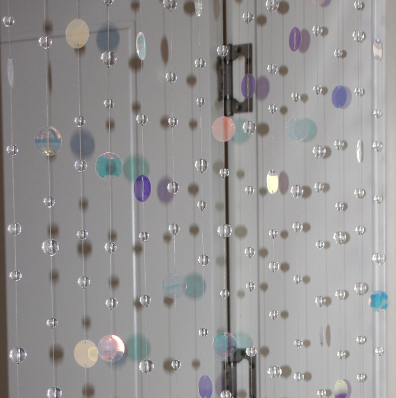 Rideau de perles de verre blanc Transparent, bricolage fait à la main, pendentifs à paillettes, cloisons de salon d'intérieur, décorations de mariage