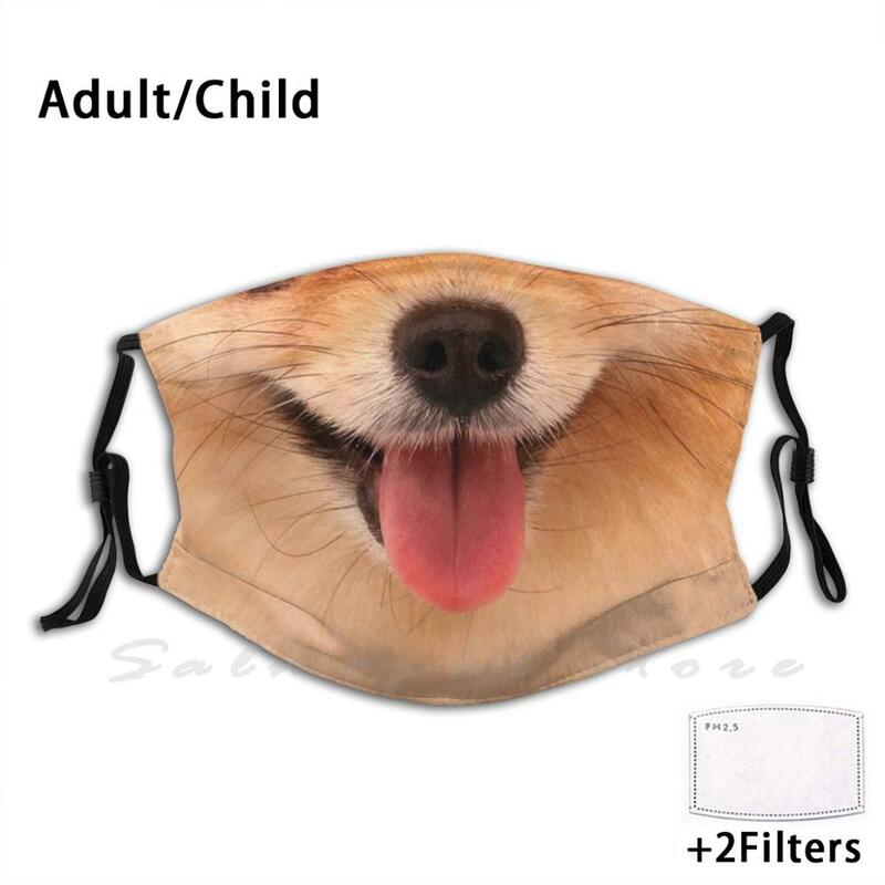 Маска для лица с забавным изображением Померанской собаки, моющаяся маска с фильтром для защиты от пыли, с забавным померанским собачьим лицом