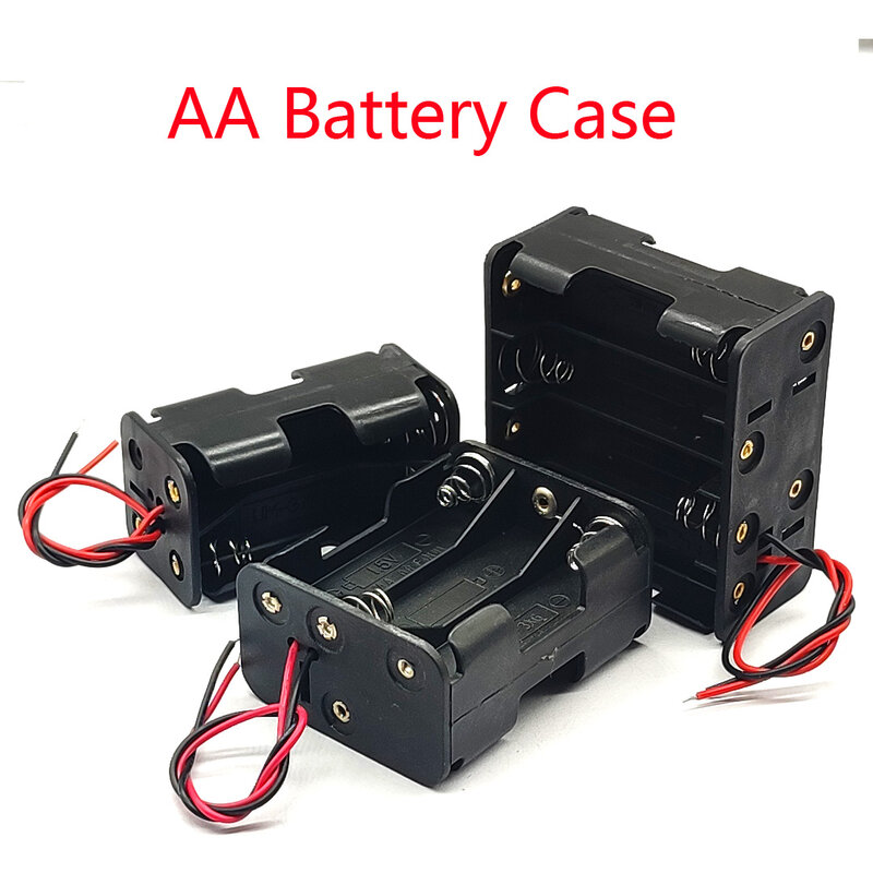 AA Battery Case Double Side Spring Plastic Battery Box Back-To-Back With Line 2/4/6/8 Slot AA Battery Holder 3V/6V/9V/12V