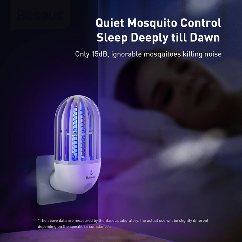Baseus assassino do mosquito elétrico lâmpada fly bug zapper inseto assassino luz led armadilha repelente de pragas anti mosquito luz da noite interior