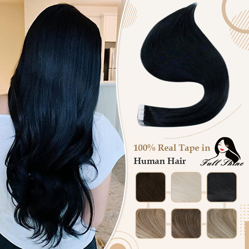 Extensões de cabelo humano Full Shine Tape-In, cabelo 100% natural, trama de pele, invisível, sem costura, omber, cor loira, cola para salão