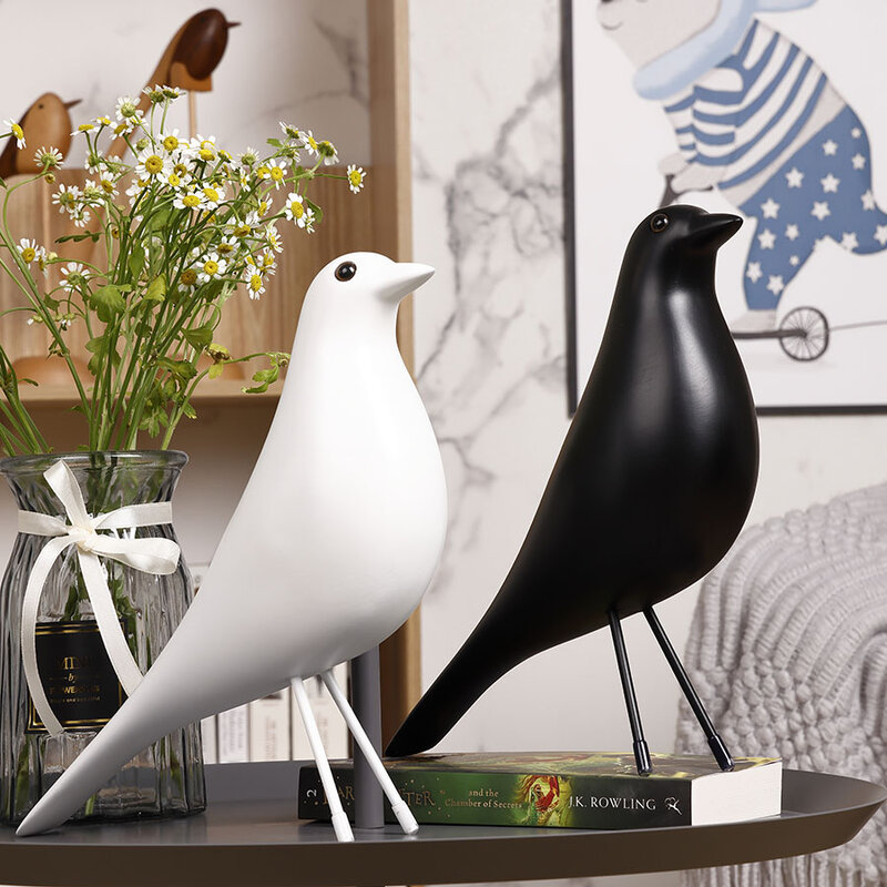 Decoração de casa casa pássaro artesanato de madeira alimentador bobo para angry birds tweety decoração artificial