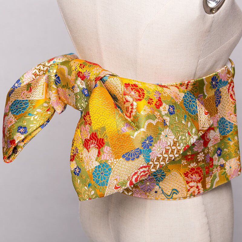Giappone Kimono Cummerbunds Vestito delle Donne Accessorio Bello del fiore di farfalla Stampe Yukata Cinture Cosplay di Usura di Stile Dell'annata
