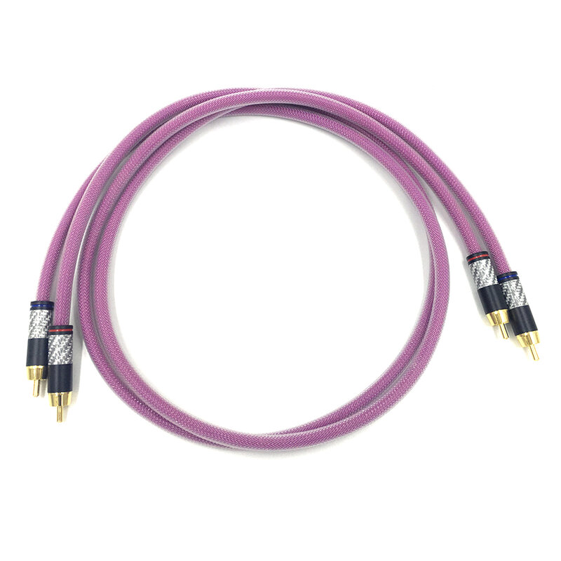 Позолоченный кабель 2RCA из углеродного волокна TOP-HiFi, 6N OFHC, аудиокабель, двойная сигнальная линия RCA, кабель Rca для XLO HTP1