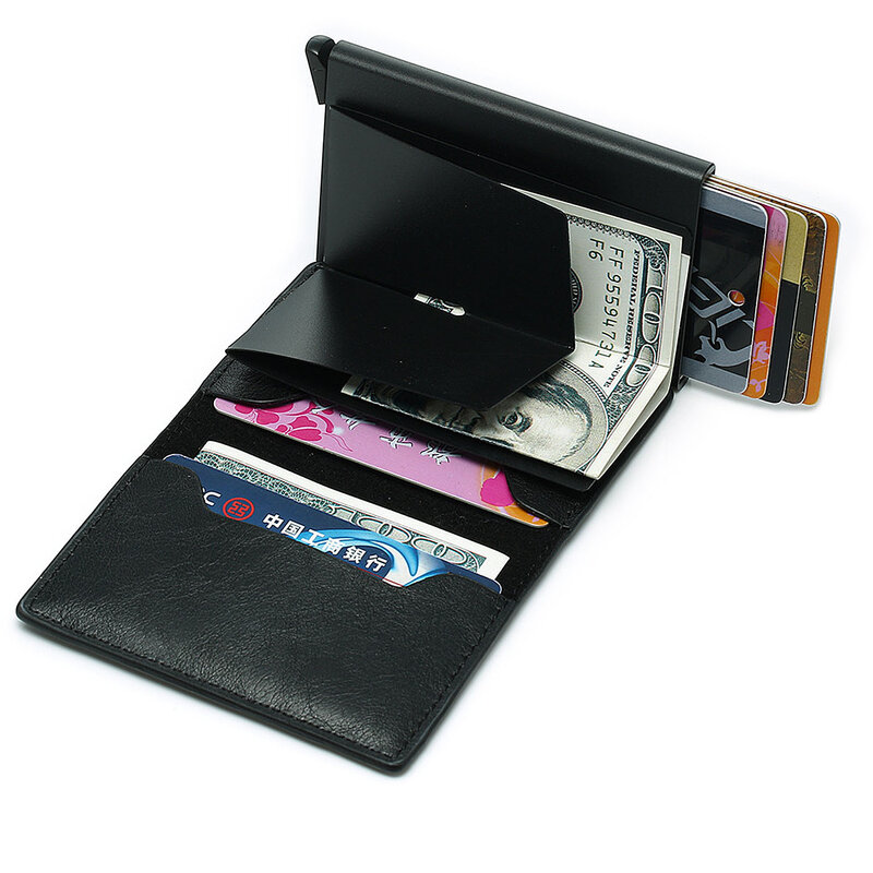 2024 nome gratuito porta carte personalizzato portafogli da uomo in fibra di carbonio Rfid Mini portafoglio sottile in pelle nera portamonete piccolo portamonete maschile