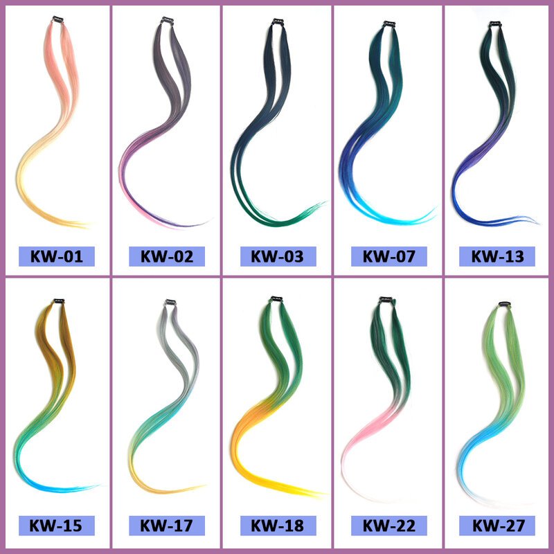 26" Clip On Hair Extension Three Color Ombre Hair Extensions Two Strands Clip In Pony Tail High Temperature Fiber Hairpiece