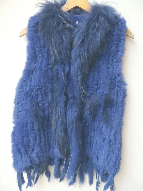 2023 Autumn Knitted Real Rabbit Fur Vest Women Warm Genuine Fur Gilets Female Causual Genuine Fur Waistcoat