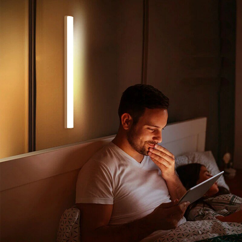 Luz Nocturna LED inalámbrica con Sensor de movimiento, lámpara de noche para armario, cocina, dormitorio, Detector, luz de fondo para armario y escalera
