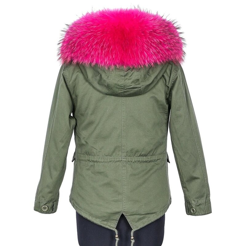 Maomaokong-女性用の本物のアライグマの毛皮の襟付きジャケット,綿の厚いコート,冬用,2020