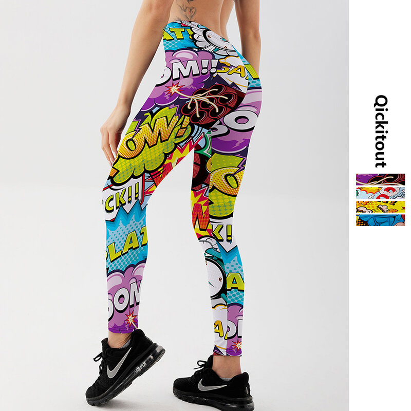 3D Impresso Leggings Push Up Leggins Esporte Mulheres Fitness Correndo Calças Cartoon Comic Game Styles Girl Leggins