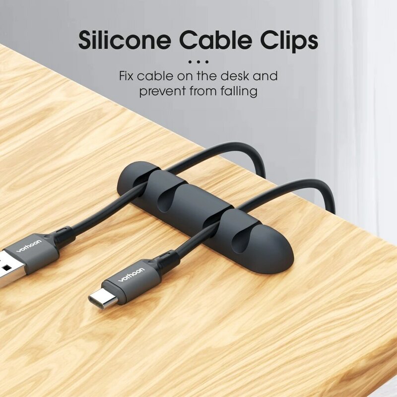 Vothoon Cable Organizer Silicone Avvolgicavo USB Clip di gestione dei cavi flessibili Supporto cavo per mouse Cuffie Auricolari