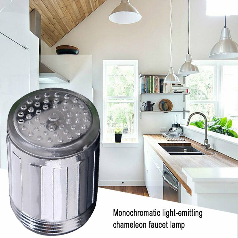 Grifo de agua con luz LED que cambia de brillo, cabezal de boquilla luminosa, ahorro de agua, cocina, baño, novedad, 15mm