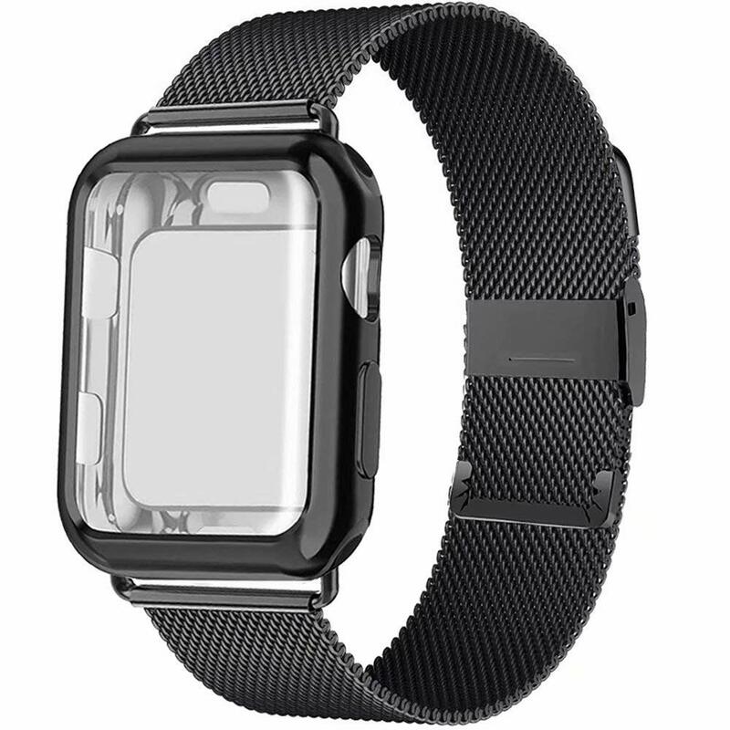 Milanese Loop band with case For Apple Watch Series 5/4/3/2 38mm 42mm 40mm 44mm Stainless Steel Strap Wrist Bracelet for iwatch