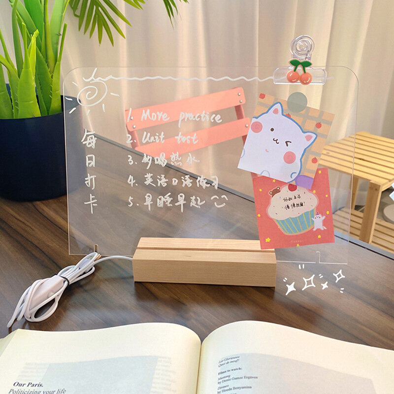 Creative Transparent Acrylic Note Board Message Memo Board for Sticky Notes Name Card Phone Holder Desktop Decoration