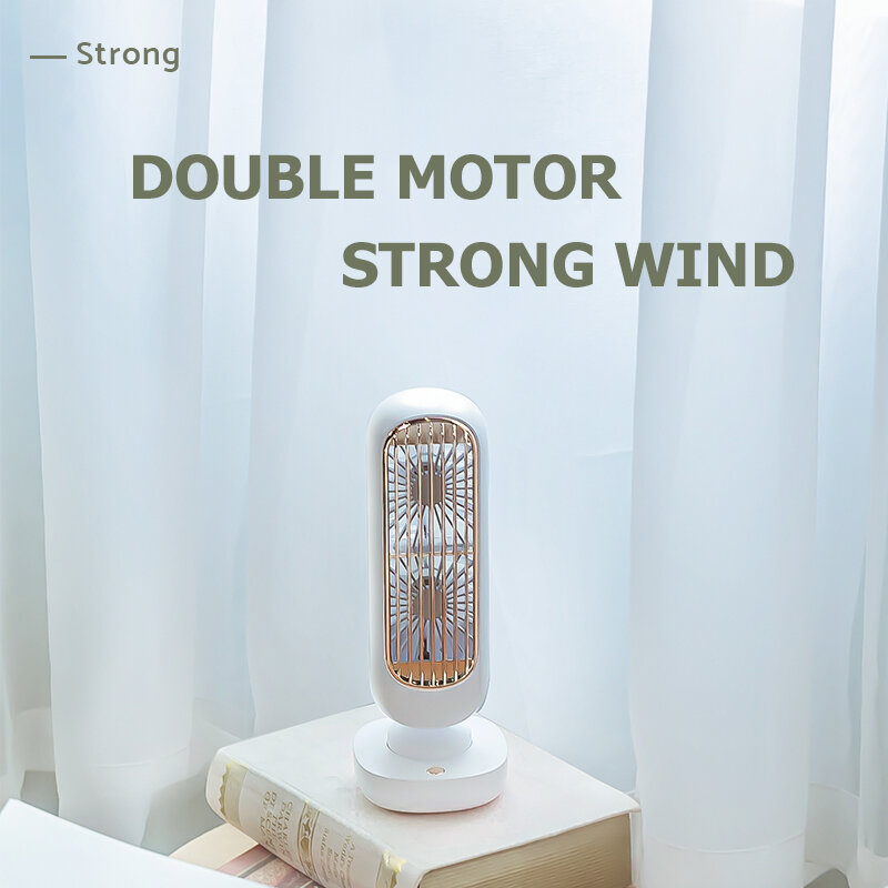 New Stand Mini USB Fan 2000mAh Battery Rechargeable Tower Table Fan type-C Portable Desktop Air Cooler for Home Study Camping