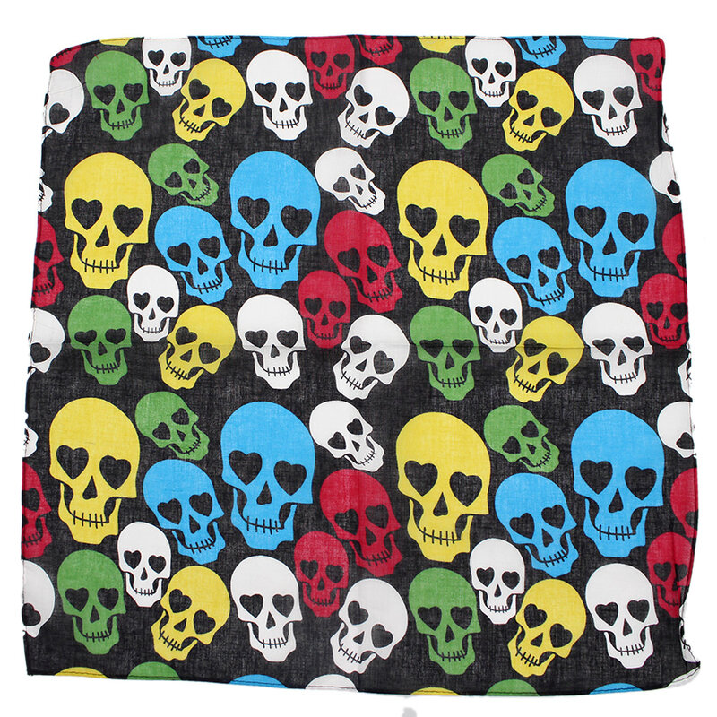 Skull Bandana Square Scarf 100% Cotton Square Handkerchief Hip Hop Sport Paisley Bicycle Head Scarf Woman Scarves For Neck