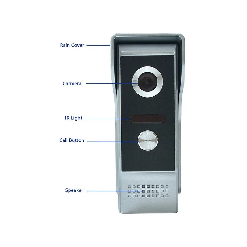 7 Polegada vídeo porta telefone campainha intercom sistema de vídeo campainha vídeo porteiro liga alumínio câmera visão noturna para villa