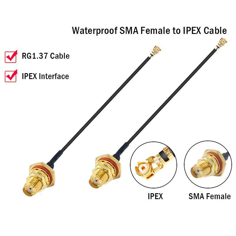 Cable adaptador SMA hembra a IPEX impermeable, EXTENSIÓN U.FL para módulo 3G, 4G, enrutador wifi, tarjeta de red inalámbrica, puente RF 1,13