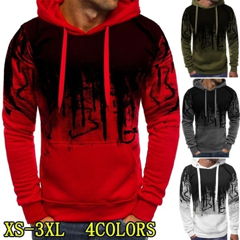 Men's Autumn and Winter Fashion Camouflage Sweatshirts Long Sleeved Hoodies Casual Sports Hooded Coat S-4XL