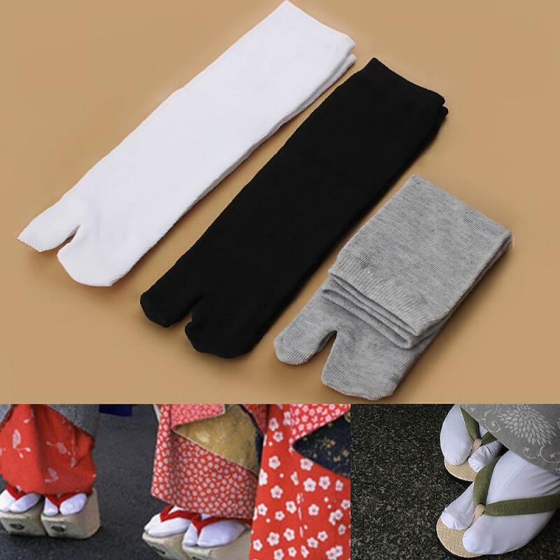 Meias de dois pés tampão masculino, quimono japonês Flip Flop, sandália Split Toe, mesa Ninja Geta, meias esportivas de cor sólida, atacado, 1 par