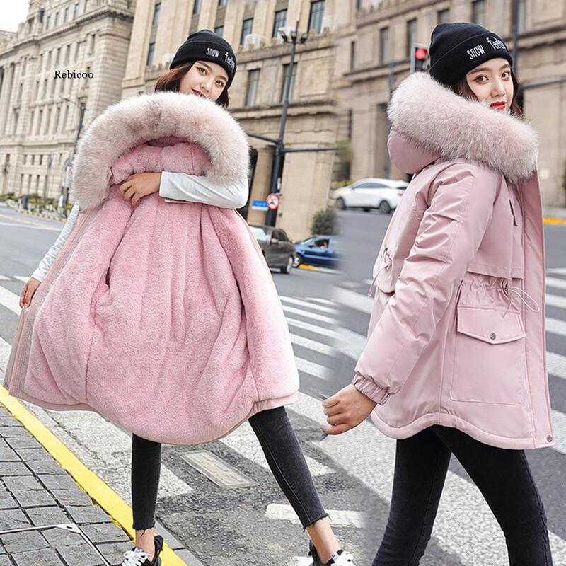 New Cotton Thicken Warm Winter Jacket Coat Women Casual Parka Winter Clothes Fur Lining Hooded Parka Mujer Coats