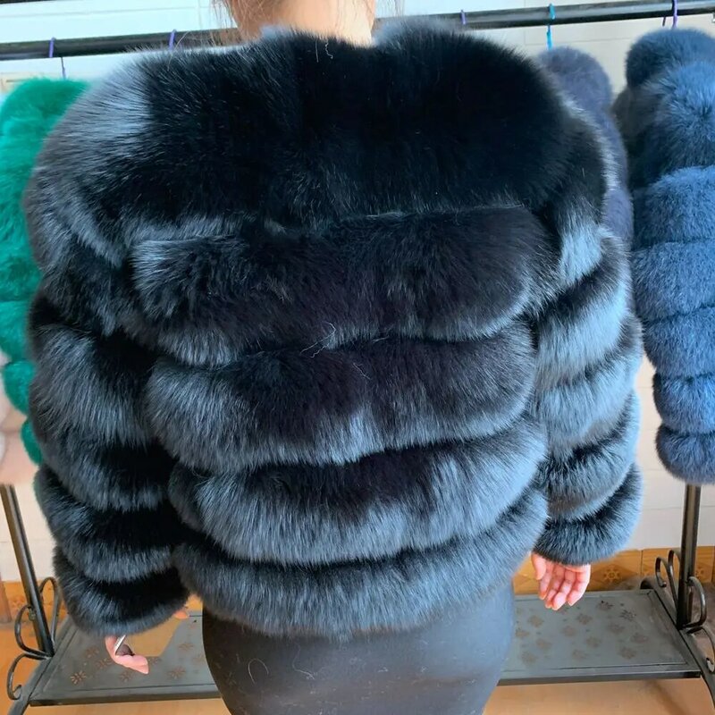 Manteau en vraie fourrure de renard 2022 naturelle pour femme, gilet d'hiver court, slim, à la mode, vêtements d'extérieur, 100%