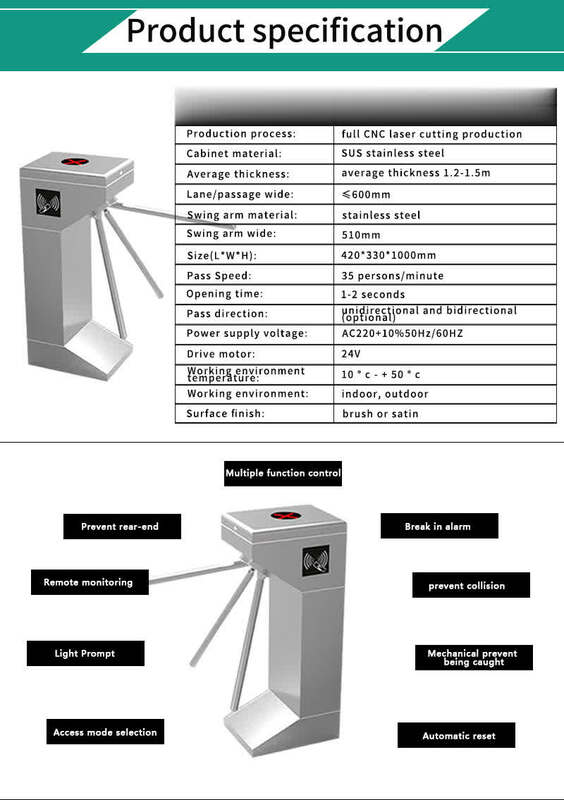 KinJoin Good performance biometric identification automatic tripod turnstile with RFID card reader