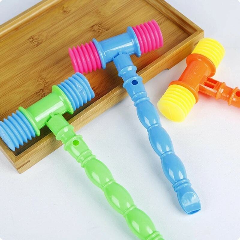Pack of 3Pieces Whistle Hammer Toy for Infant Crib Carnival Birthday Party Built-in Squeaker Safety Head Random Colors
