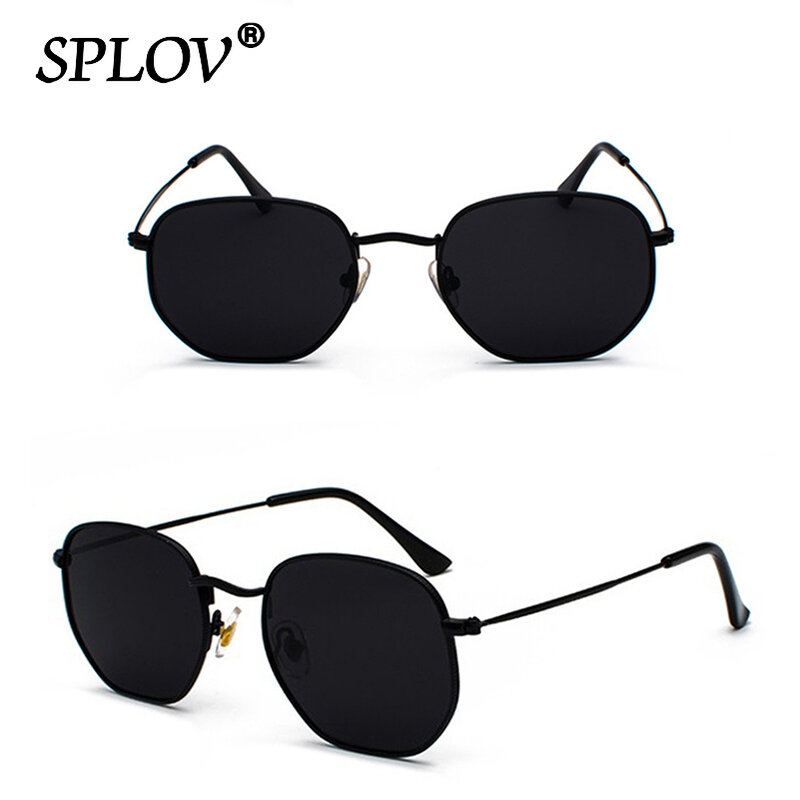 Солнцезащитные очки в металлической оправе UV400 для мужчин и женщин, шестиугольные, квадратные, многоугольные, в стиле ретро, с защитой от ультрафиолета