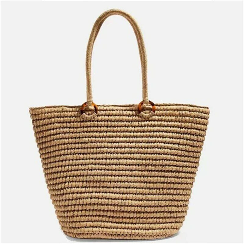 Borsa di paglia di nuova moda borsa tessuta a mano estiva borsa da donna semplice Casual Totes borsa da viaggio per le vacanze borsa da spiaggia femminile