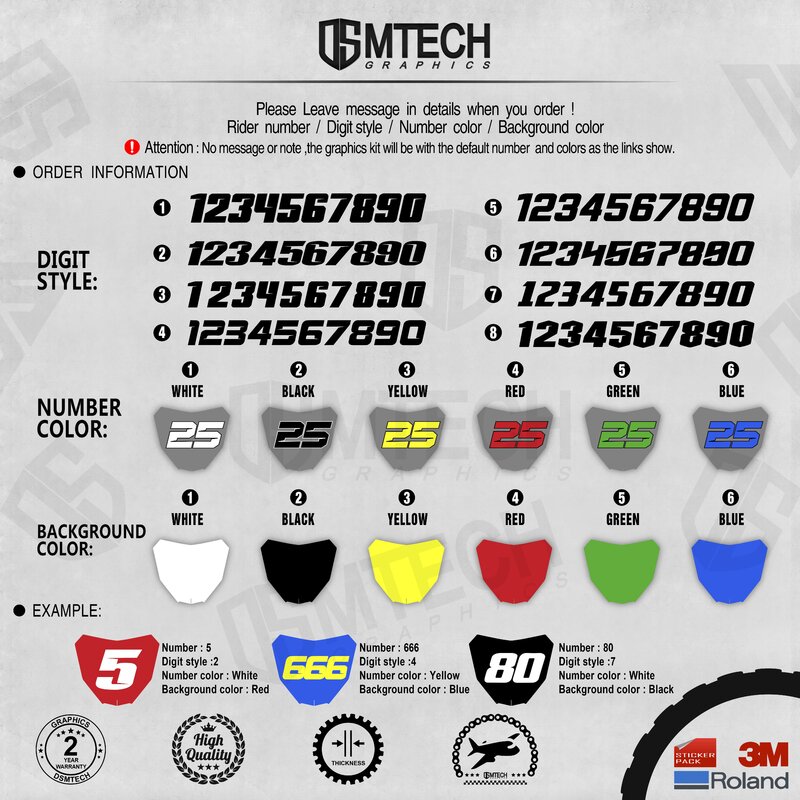 DSMTECH Customized Team Graphics Backgrounds Decals 3M Custom Stickers For 2014-2017CRF250R 2013-2016CRF450R 001