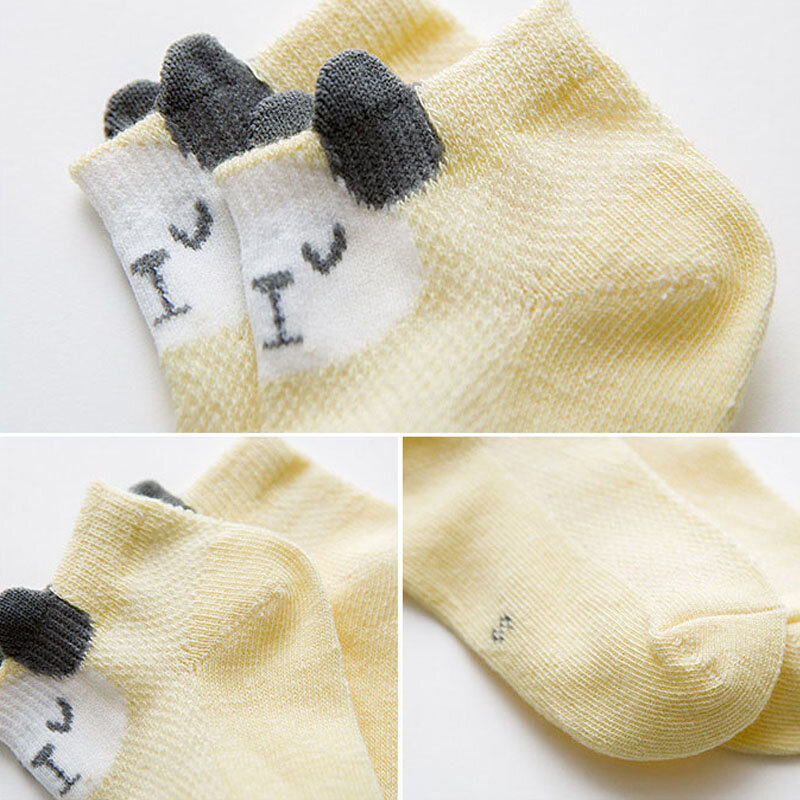 5 paires/lot bébé chaussettes nouveau-nés infantile mignon dessins animés doux coton maille chaussettes courtes pour 0-24 mois garçon fille bébés mode enfants