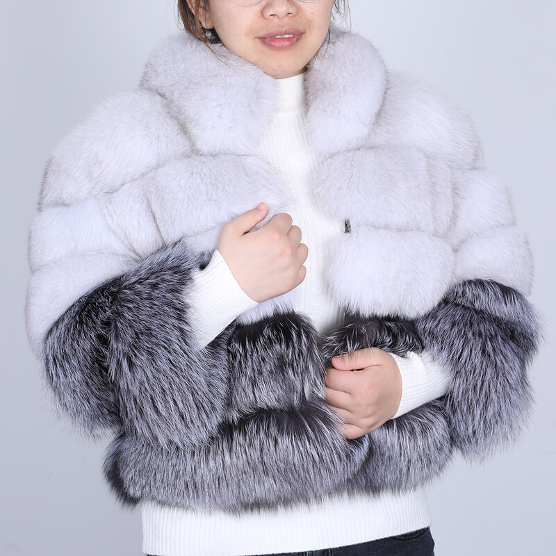 Maomaokong2020 jaqueta de inverno das mulheres parka casaco de pele de raposa de couro natural grama curto casaco de pele de couro casaco