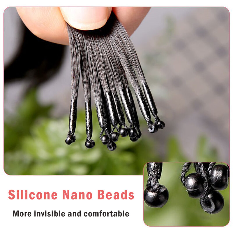 Micro Bead Hair Extensions 8D ซิลิโคน Nano แหวนที่มองไม่เห็น Mini Silicon ลูกปัดติดตั้งง่ายสีดำสีน้ำตาลสีบลอนด์ผม