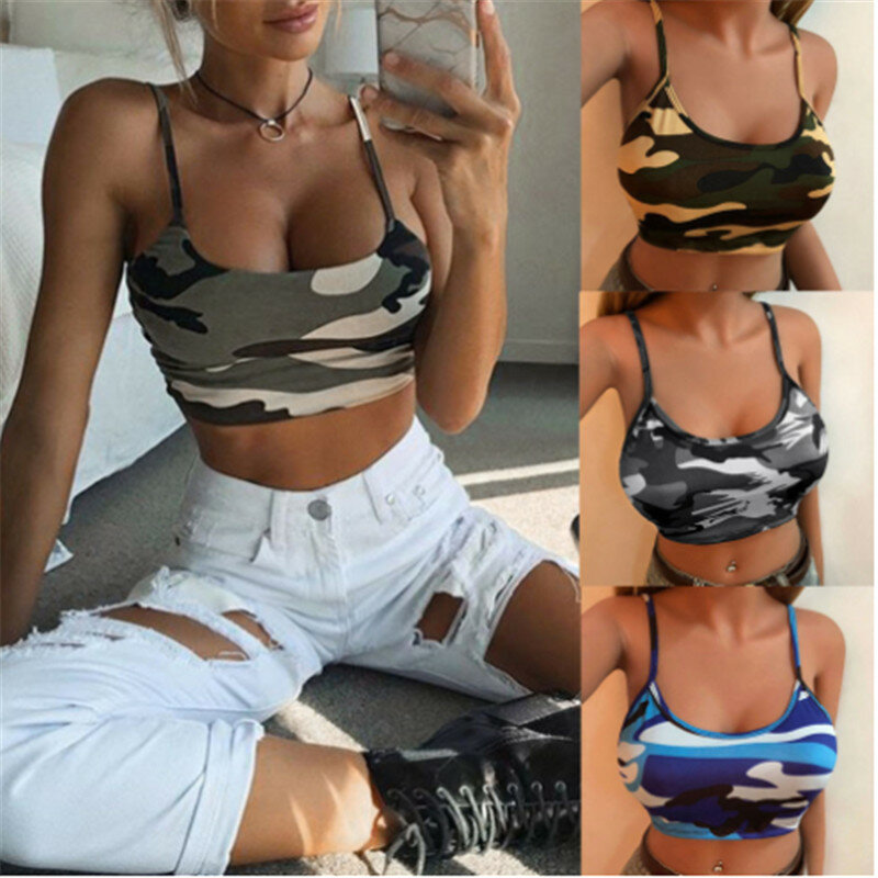 Fashion Vrouwen Camouflage Print Crop Tops Backless Vest Vrouwelijke Tank Tops Streetwear Camis Sexy Ondergoed Vrouwen Kleding Tops 2019