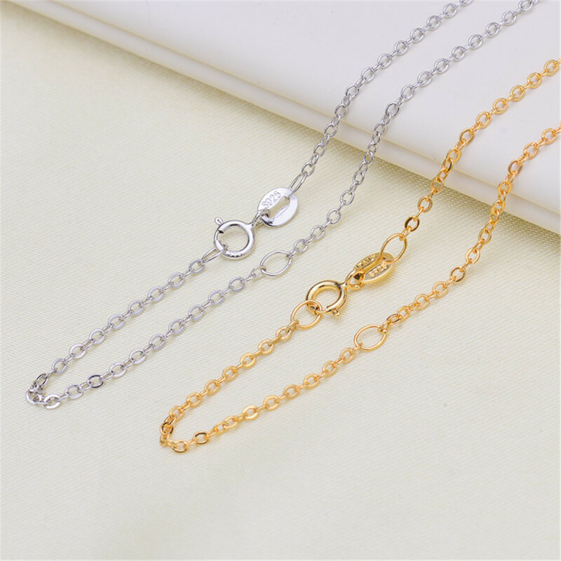 DIY pearl accessories 925 sterling silver necklace plated platinum O word chain cross chain fine chain