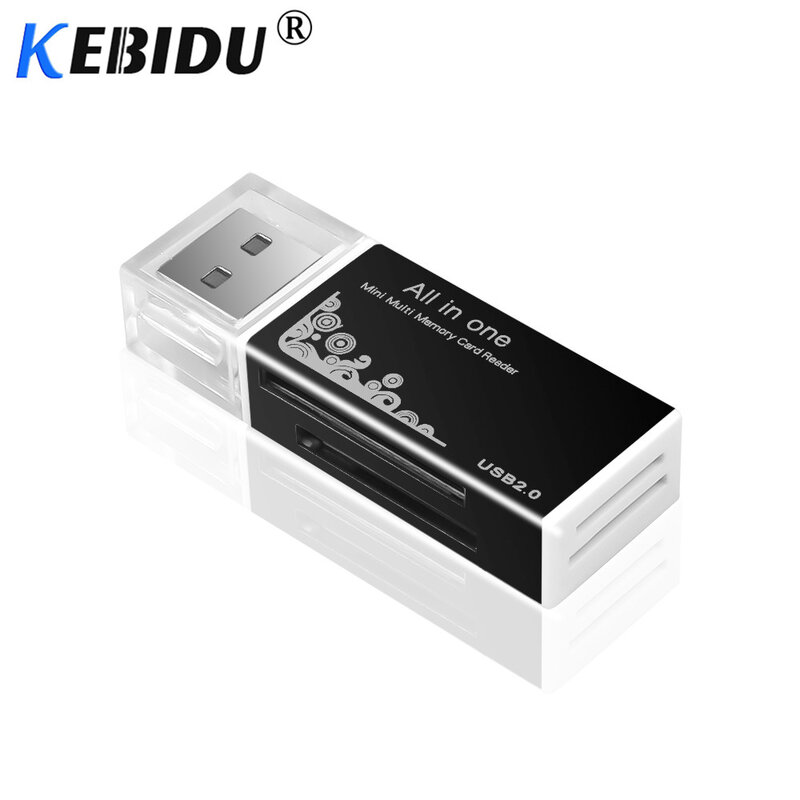 Кардридер Kebidu, USB 2,0, для карт памяти SD/SDHC MMC/RS MMC TF/MicroSD MS/MS PRO/MS DUO M2