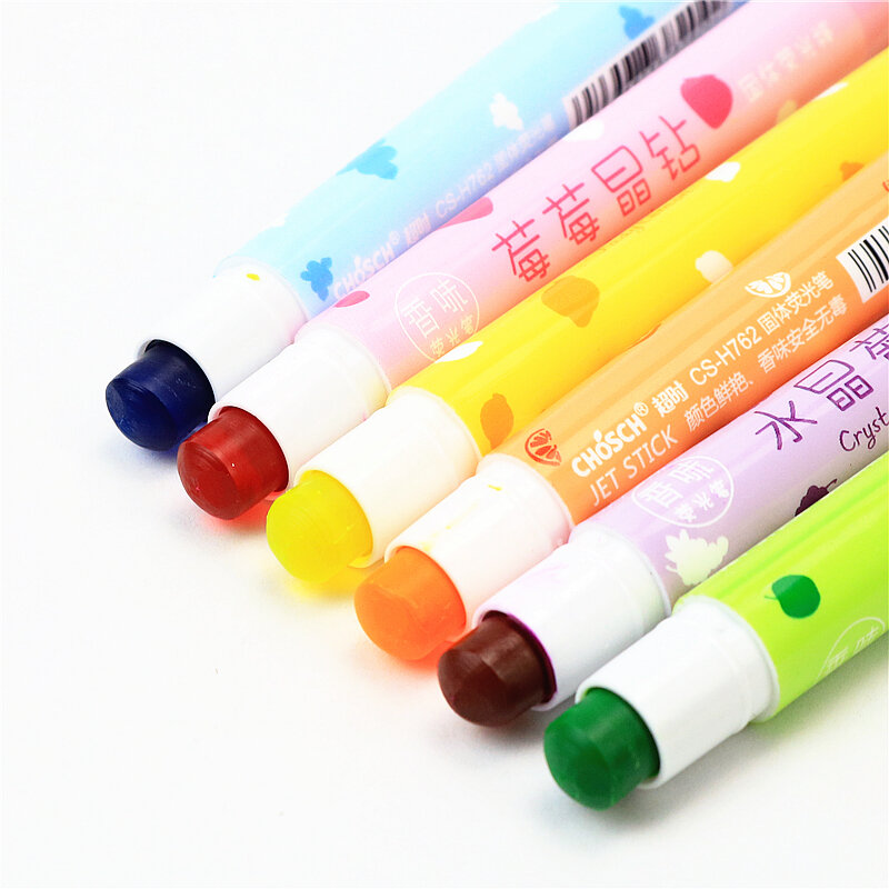 과일 향기 형광펜, 솔리드 회전 개폐식 크리에이티브 마커펜, 어린이 아트 페인팅 컬러 펜
