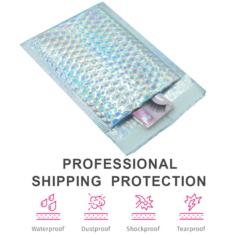 10 Teile/paket Metallic Gepolsterte Umschläge Blase Mailer Laser Verpackung Selbstklebende Kurier Tasche für Geschenk Gepolstert Versand Umschläge