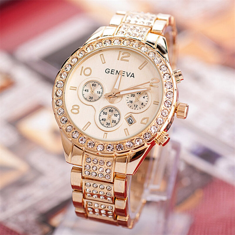 Vrouwen Horloges Luxe Dames Horloge Vrouwen Genève 2020 Horloge Vrouwen Horloges Diamant Rose Goud Romeinse Cijfers Relogio Feminino