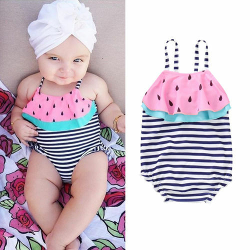 Baby Girl Avocado Bodysuit Bikini Toddler Infant Baby Girls Fruit Swimsuit One-Piece Swimwear Swimming Bathing Beach Costume