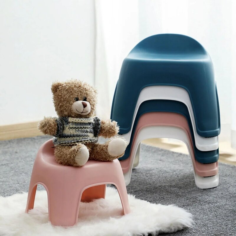 Утолщенный стул для маленьких детей, пластиковый стул со спинкой для гостиной, нескользящая скамейка для смены обуви, детский сад, детский табурет для обучения