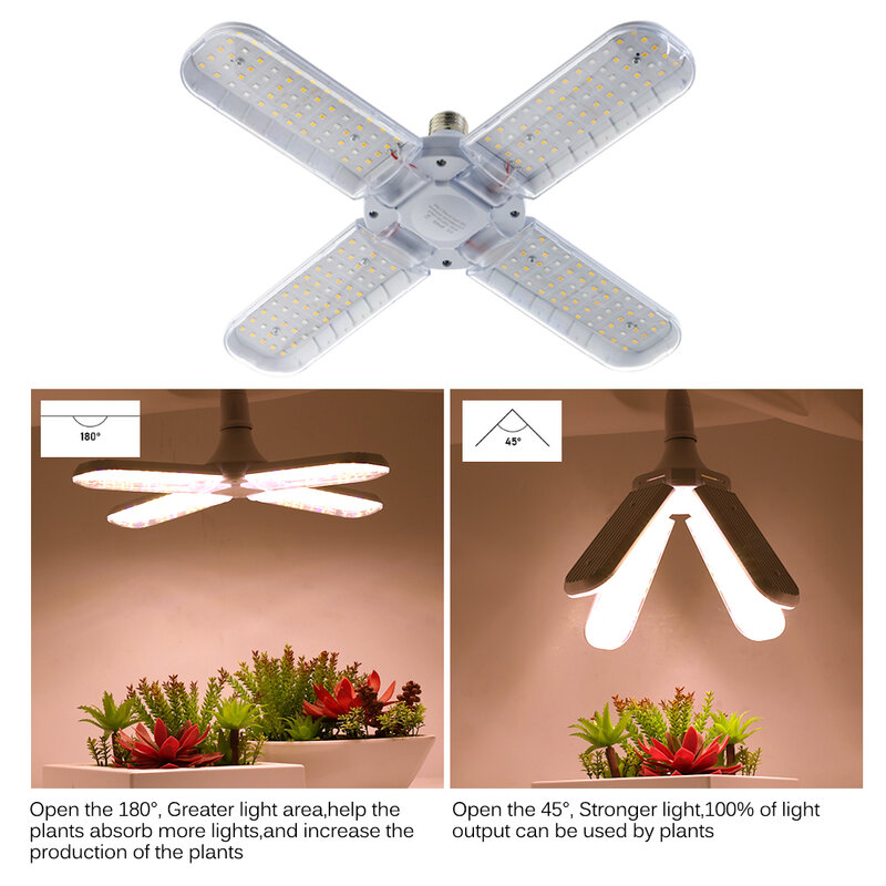 LED 성장 조명 전체 스펙트럼 E27 접이식 식물 성장 조명 AC110V 220V 식물 램프, 실내 야채 꽃 모종용