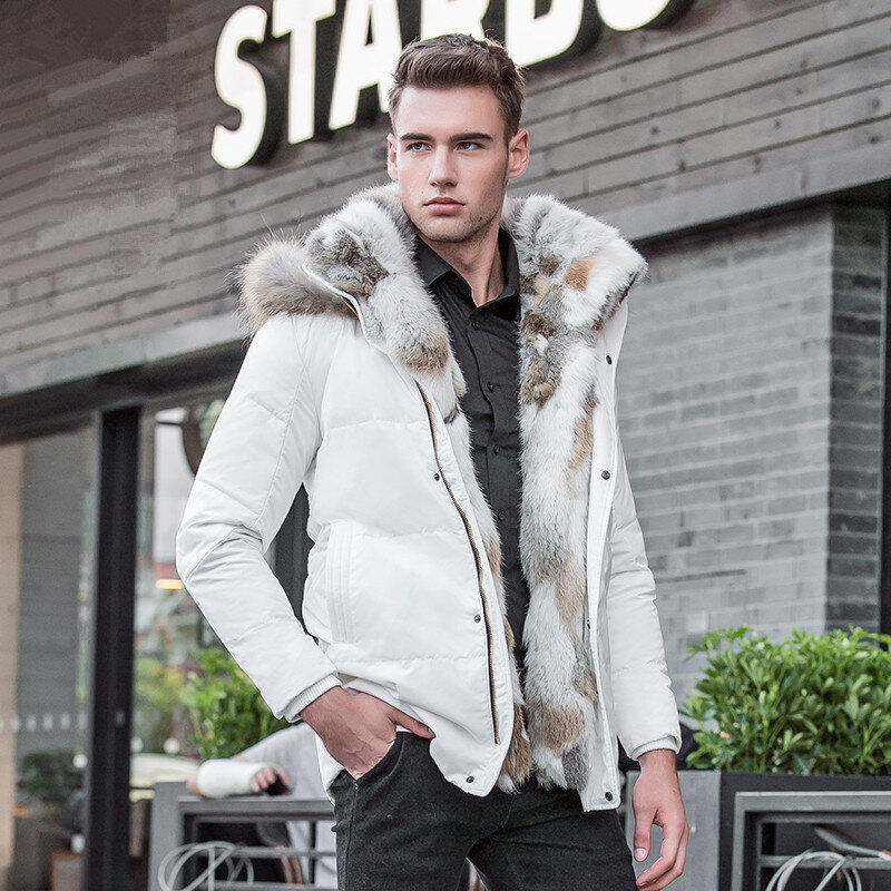 2019 Winter Parkas Men's and Women's  thicken Hooded Coats Fur Collar  high quality White Duck Down Jacket men