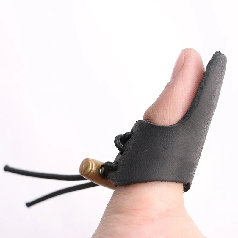 Protezione della punta delle dita caccia regolabile imitazione pelle bovina pollice protezione delle dita tiro con l'arco tirare freccia punte punte guanto da tiro