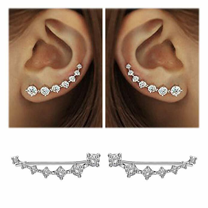 REETI New High Quality Super Shiny Zircon 925 Sterling Silver  Earring for Women Jewelry Wholesale Gift Ear row