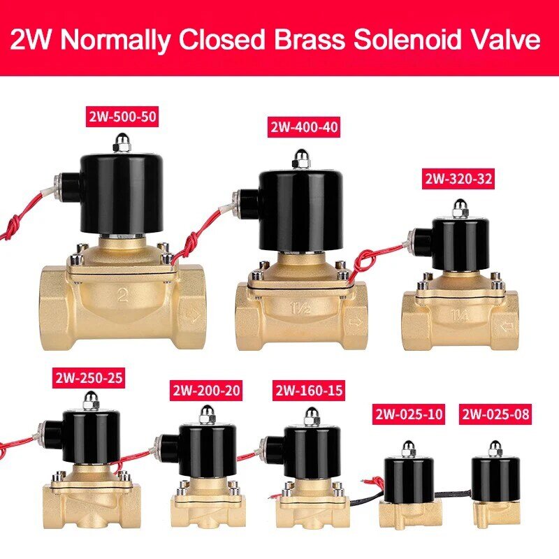 1/4" 3/8" 1/2" 3/4" 1" 2" Brass Electric Solenoid Valve DC12V DC24V AC220V 110V Normally Closed Solenoid Valve For Water Oil Air